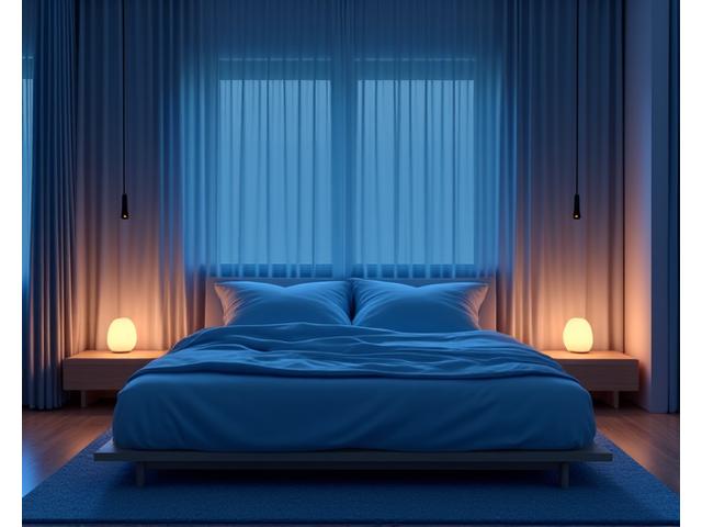 Imagem de um quarto tranquilo e otimizado para o sono, com luz suave e elementos aconchegantes.
